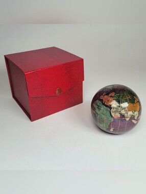 Alexander Kalifano 3" Gemstone World Globe Paperweight, Purple, Mother of Pearl